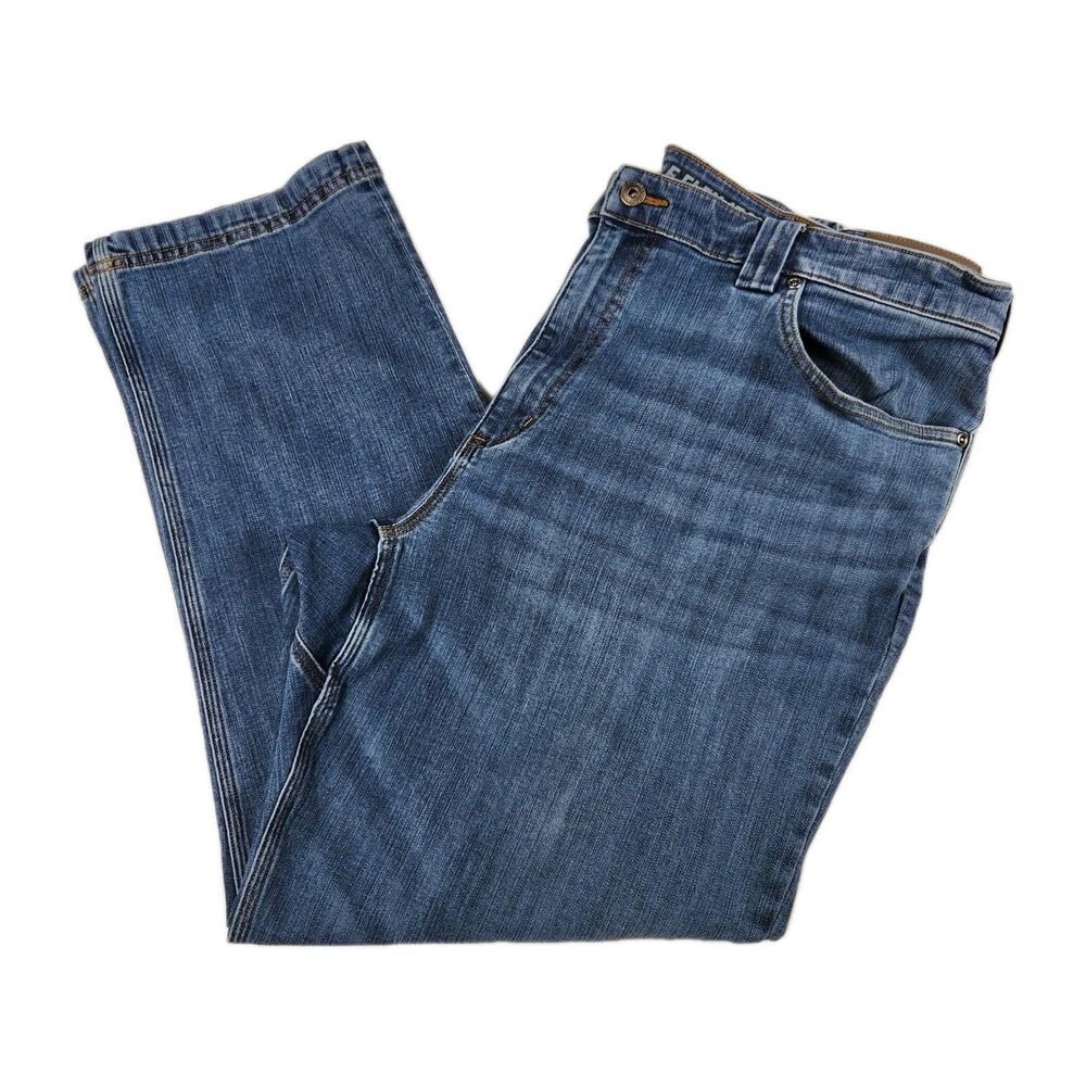 Duluth Trading Co Jeans Ballroom Double Flex Mens 42X30 Blue Outdoor Whiskering